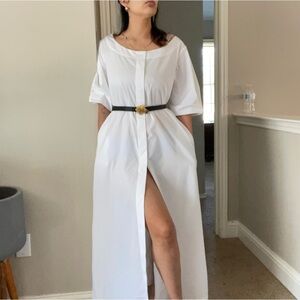 Isa Arfen Long Cotton Shirt Dress with pockets